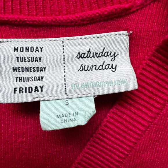 Anthropologie Saturday/Sunday Chrissy Sweater Mini Dress Size Small Pink V Neck - Picture 5 of 11
